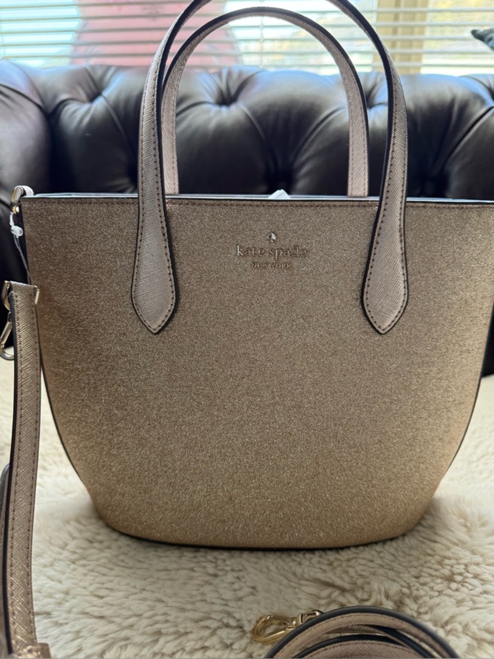 Kate Spade ♠️ Metallic Rose Gold Tote Bag NWT